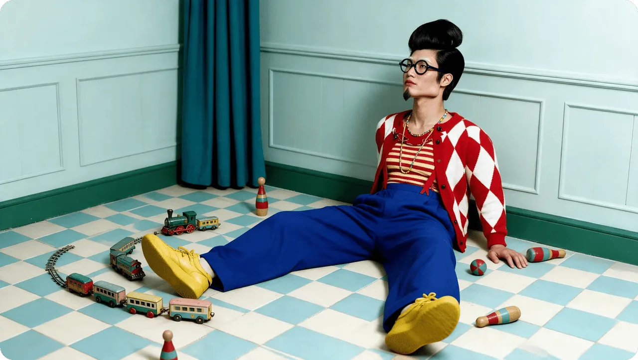 An example AI character on a checkered floor